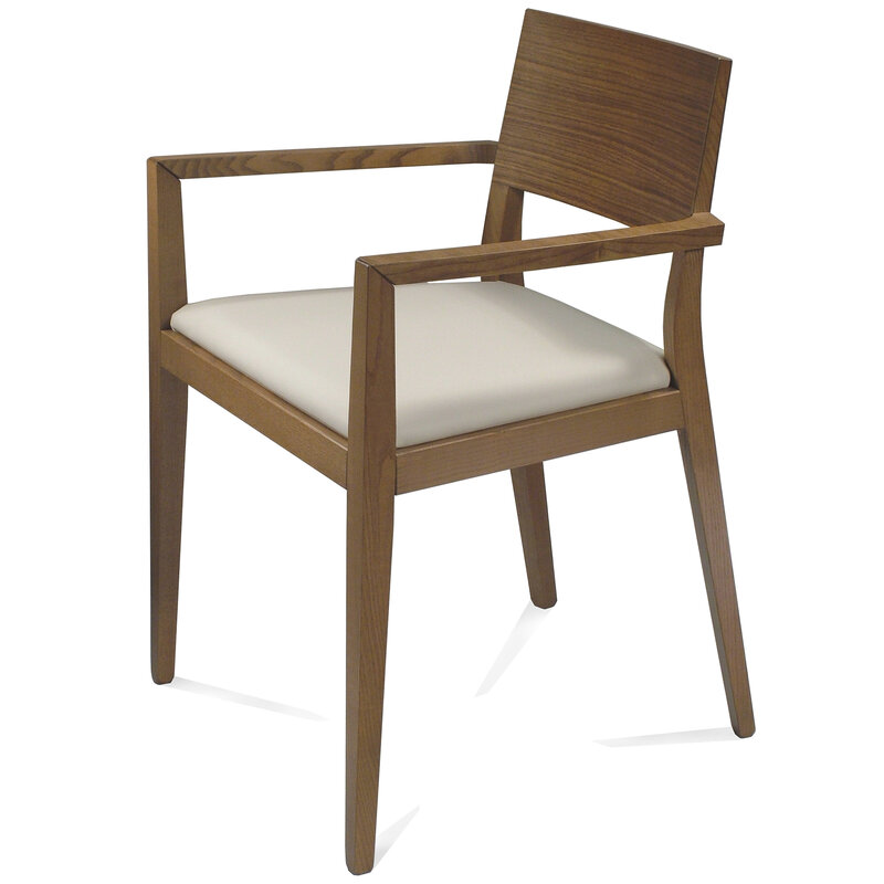 Busetto S112BA Modern chair with armrest made in solid ash wood, available in a choice of finishes 1
