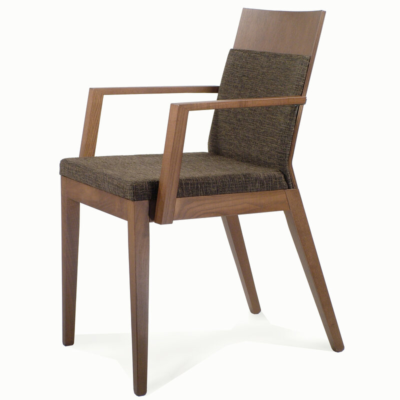 Busetto S098QA Contemporary chair with armrest made in solid ash wood, available in a choice of finishes 1