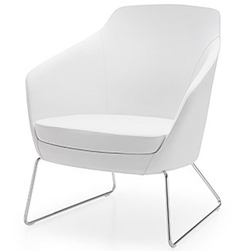 Busetto P280BS Modern lounge armchair with metal sled base, available chromed or black colour 1