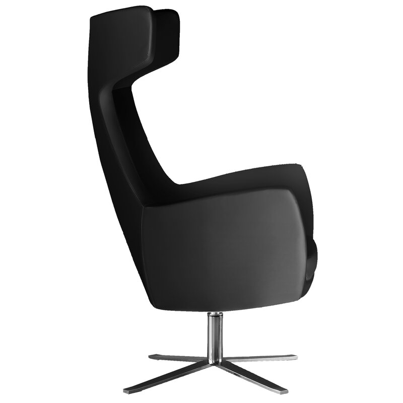 Busetto P283 Modern lounge armchair with metal swivel base, available chromed or black colour 1