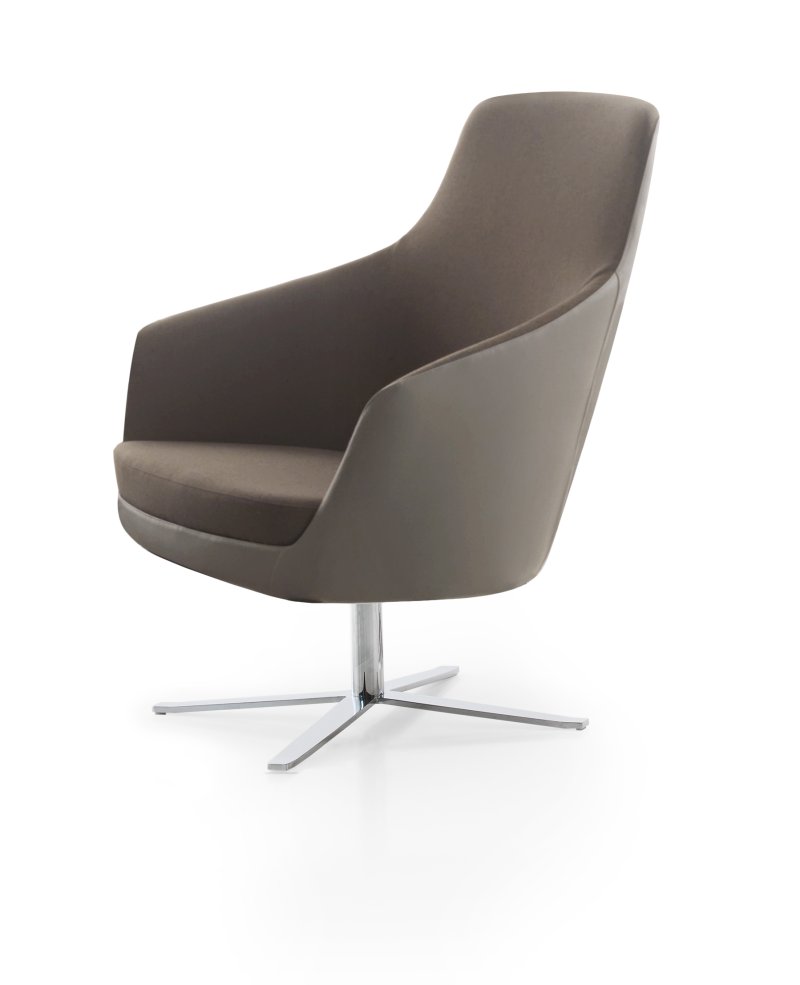Busetto P280BR Modern lounge armchair with metal swivel base, available chromed or black colour 1