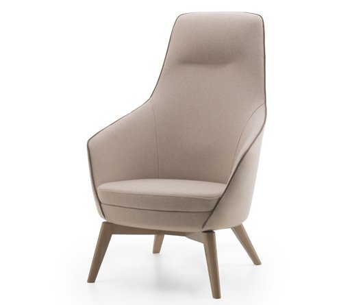 Busetto P280C Modern lounge armchair with beech wood base, available in a choice of finishes 1