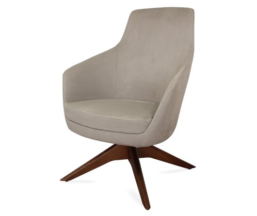 Busetto P280MG Modern lounge armchair with ash wood swivel base, available in a choice of finishes 1