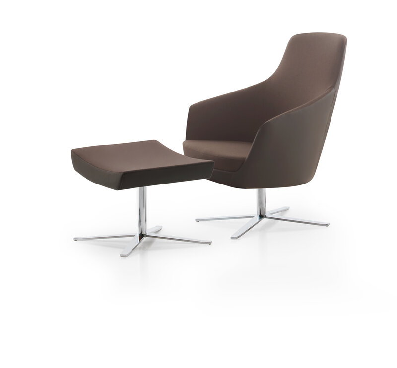 Busetto P280M Modern lounge armchair with metal swivel base, available chromed or black colour 2