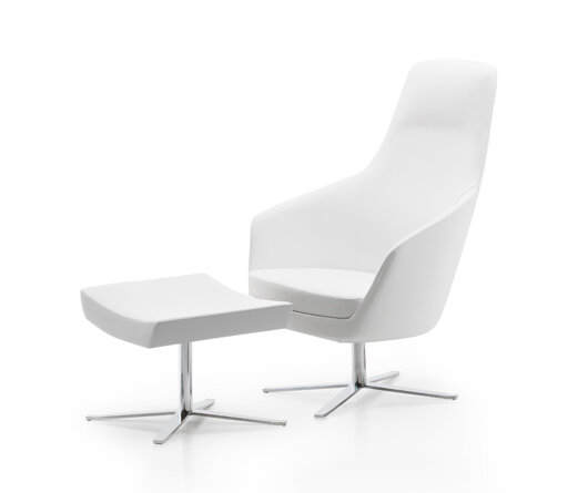 Busetto P280R Modern lounge armchair with metal swivel base, available chromed or black colour 2