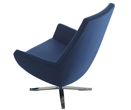 Busetto P281 Modern lounge armchair with metal swivel base, available chromed or black colour 1