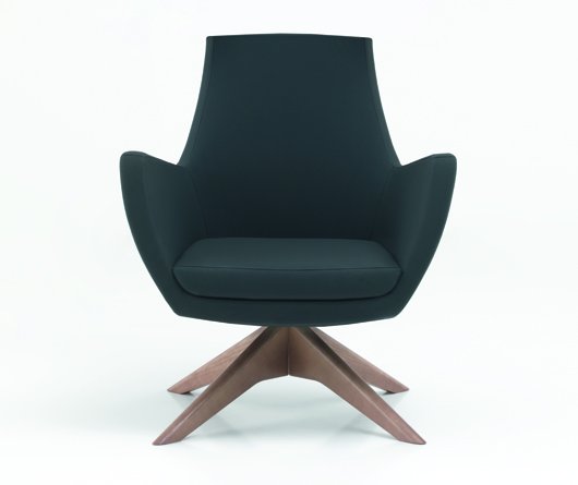 Busetto P282G Modern lounge armchair with ash wood swivel base, available in a choice of finishes 1