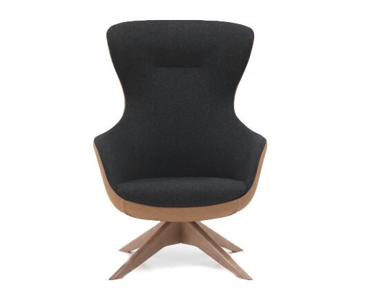 Busetto P284G Modern lounge armchair with ash wood swivel base, available in a choice of finishes 2