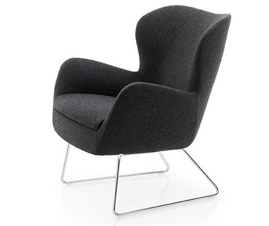 Busetto P286SL Modern lounge armchair with metal sled base, available chromed or black colour 1