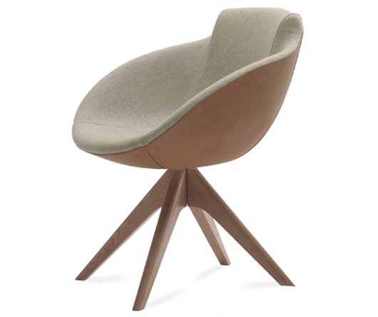 Busetto P266G Modern armchair with ash wood swivel base, available in a choice of finishes 1