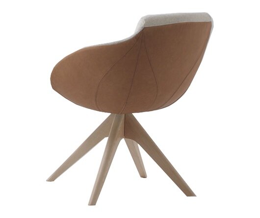 Busetto P266G Modern armchair with ash wood swivel base, available in a choice of finishes 2