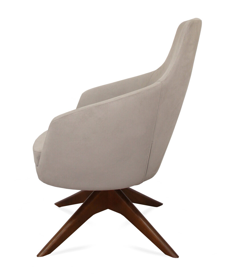 Busetto P280MG Modern lounge armchair with ash wood swivel base, available in a choice of finishes 2
