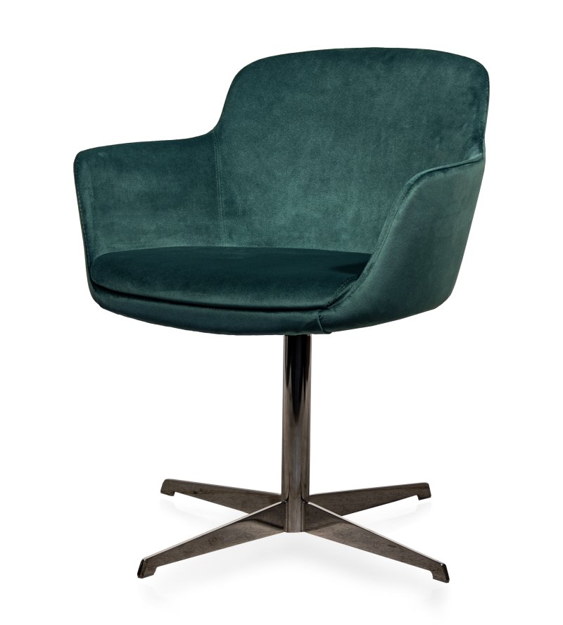 Busetto P259R Modern armchair with metal swivel base, available chromed or black colour 1