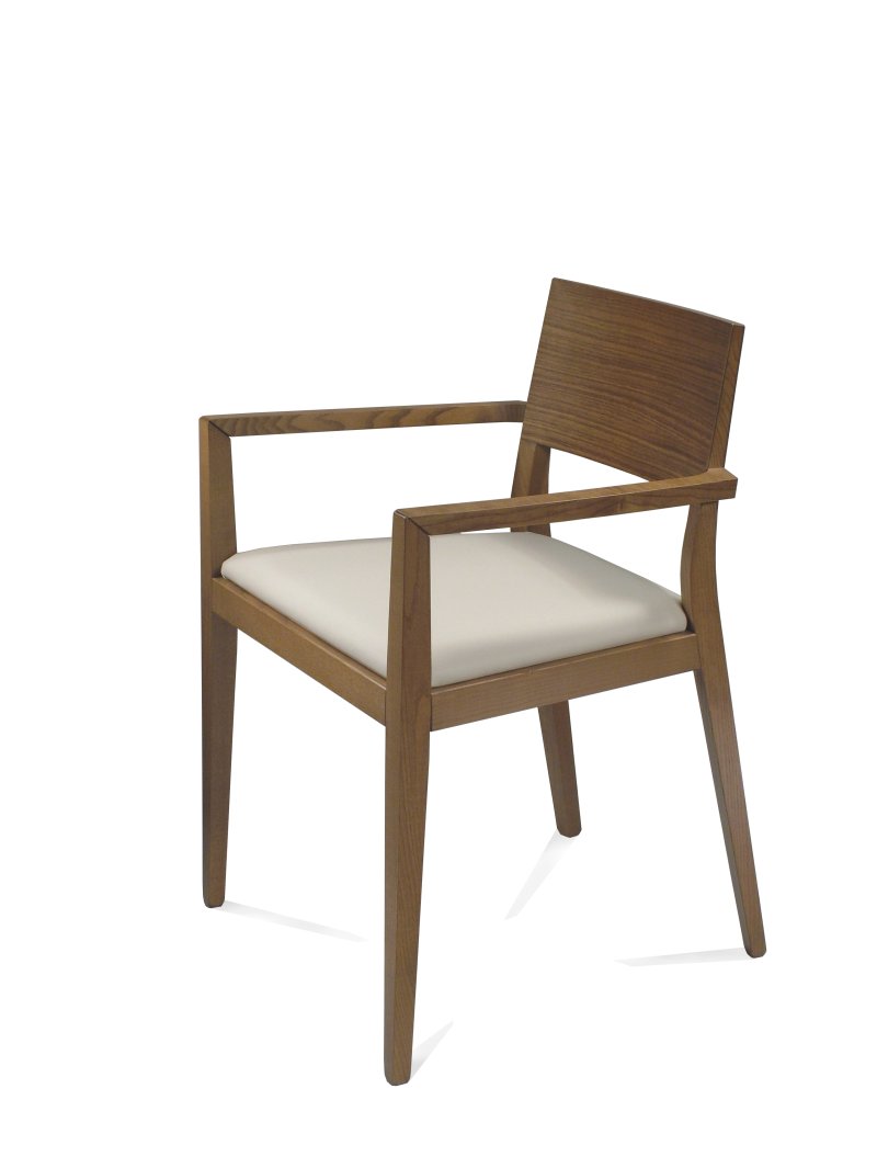 Busetto S112BA Modern chair with armrest made in solid ash wood, available in a choice of finishes 1