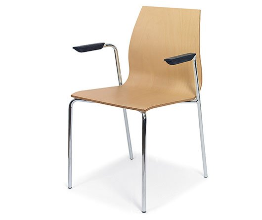 Busetto S470A Modern chair with armrest with chromed metal base 1