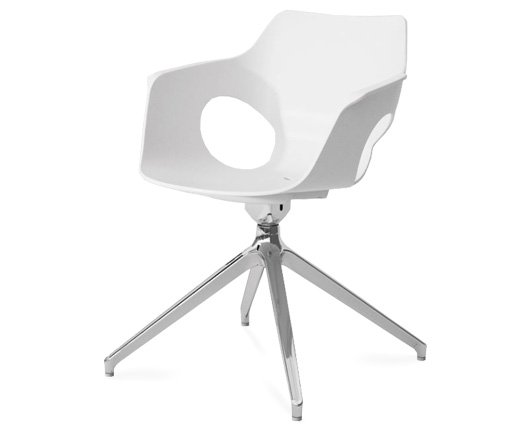 Busetto S447P Modern armchair with swivel metal base, available in 3 finishes: chromed, white or anthracite grey painted 1